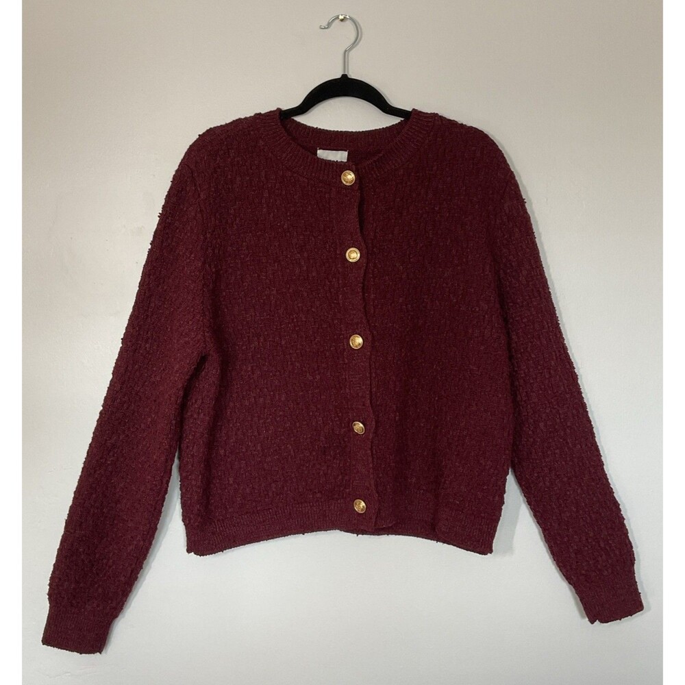 H&M Textured Knit Gold Butttons Cardigan Size XL